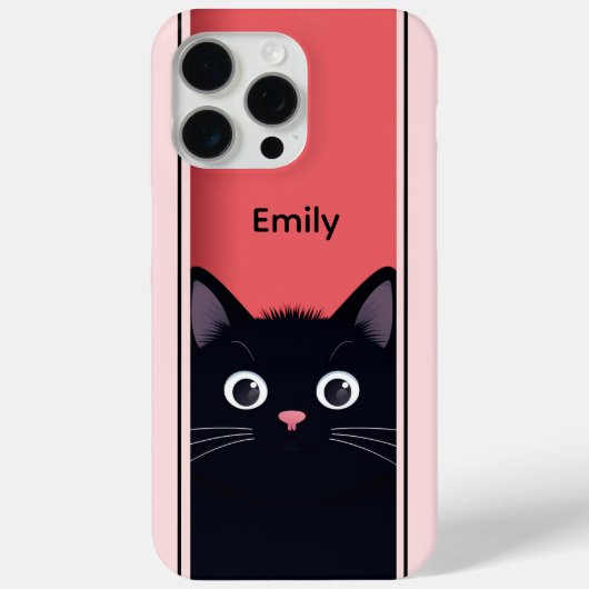Schattigee zwarte kat kitten modern gepersonalisee Case-Mate iPhone case (Achterkant)