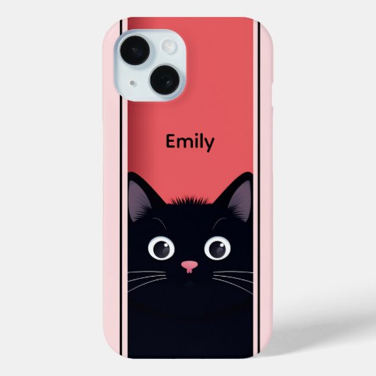 Schattigee zwarte kat kitten modern gepersonalisee Case-Mate iPhone case (Achterkant)