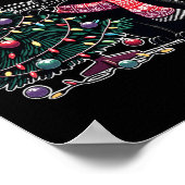 Schattigee Zwarte Kat Kitten Santa Hat Kerstboom X Poster (Hoek)