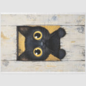 Schattigee Zwarte Kat Kitten Verbergen Peeking AQ7 Tissuepapier (Voorkant)