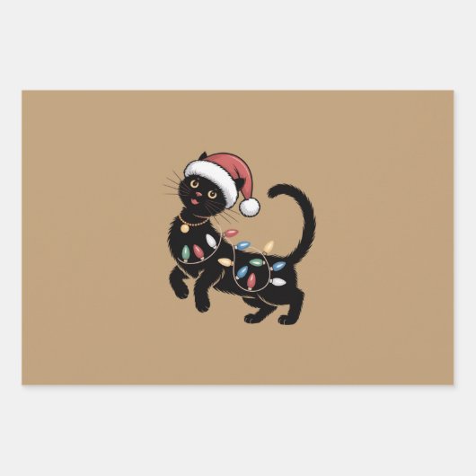 Schattigee Zwarte Kat Lover Kerstmis Mama Gift Vak Inpakpapier Vel (Voorkant)