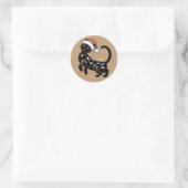 Schattigee Zwarte Kat Lover Kerstmis Mama Gift Vak Ronde Sticker (Tas)
