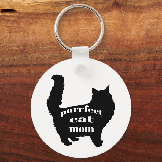 Schattigee zwarte kat mam sleutelhanger (Voorkant)