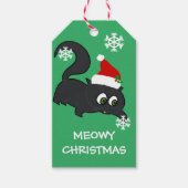 Schattigee Zwarte Kat Meowy Kerstcadeau Labels Cadeaulabel (Voorkant)