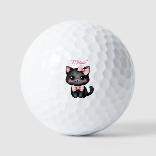 Schattigee zwarte kat met boog voor Halloween-deco Golfballen (Voorkant)