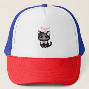 Schattigee zwarte kat met boog voor Halloween-deco Trucker Pet