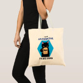 Schattigee zwarte kat met cafe Canvas tas (Voorkant (product))