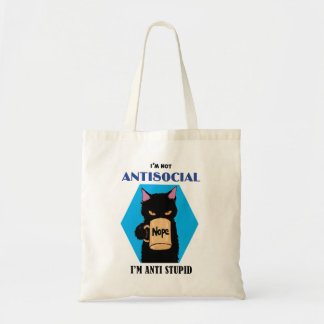 Schattigee zwarte kat met cafe Canvas tas