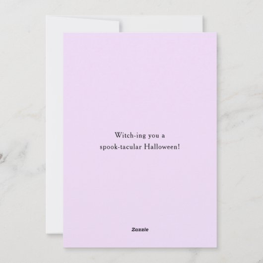 Schattigee zwarte kat met een heks Pet Halloween Feestdagenkaart (Achterkant)