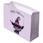 Schattigee zwarte kat met een heks Pet Halloween Groot Cadeauzakje (Achterkant Gekanteld)