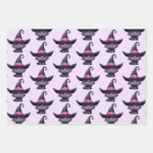 Schattigee zwarte kat met een heks Pet Inpakpapier Vel (Voorkant)