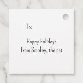 Schattigee Zwarte Kat met Gestreepte Achtergrond G Bedankjes Labels (Achterkant)