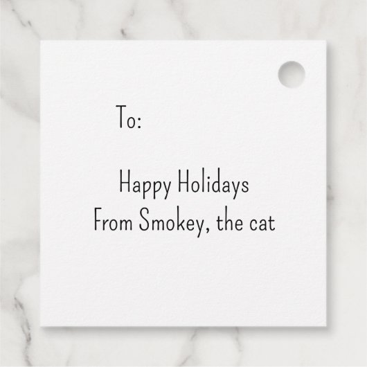 Schattigee Zwarte Kat met Gestreepte Achtergrond G Bedankjes Labels (Achterkant)