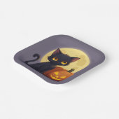 Schattigee zwarte kat met gloeiende gesneden pompo papieren bordje (Gebogen)