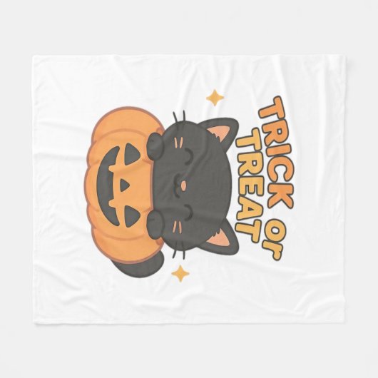 Schattigee zwarte kat met gloeiende groene ogen op fleece deken (Voorkant (Horizontaal))