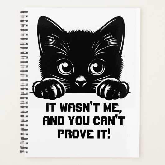 Schattigee zwarte kat met grappig citaat planner (Voorkant)
