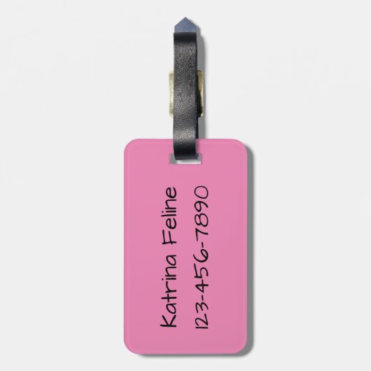 Schattigee zwarte kat met grote groene ogen bagagelabel (Achterkant verticaal)