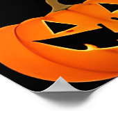 Schattigee zwarte kat met Halloween pompoenen Poster (Hoek)