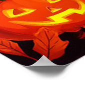 Schattigee zwarte kat met Halloween pompoenen Poster (Hoek)