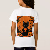 Schattigee zwarte kat met Halloween pompoenen T-shirt (Achterkant)