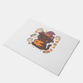Schattigee zwarte kat met heks Pet - Kawaii Hallow Deurmat (Schuin)