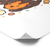 Schattigee zwarte kat met heks Pet - Kawaii Hallow Poster (Hoek)