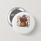 Schattigee zwarte kat met heks Pet - Kawaii Hallow Ronde Button 5,7 Cm (Voorkant /achterkant)