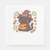 Schattigee zwarte kat met heks Pet - Kawaii Hallow Servet (Voorkant)