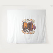 Schattigee zwarte kat met heks Pet - Kawaii Hallow Wandkleed (Voorkant (horizontaal))