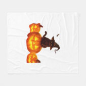 Schattigee zwarte kat met heks Pet, vleermuizen en Fleece Deken (Voorkant (Horizontaal))