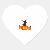 Schattigee zwarte kat met heks Pet, vleermuizen en Hart Sticker (Voorkant)