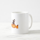 Schattigee zwarte kat met heks Pet, vleermuizen en Koffiemok (Voorkant rechts)