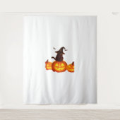 Schattigee zwarte kat met heks Pet, vleermuizen en Wandkleed (Voorkant)