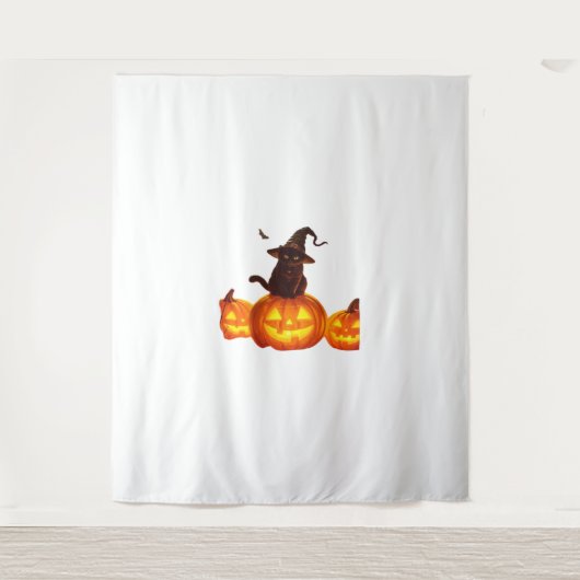 Schattigee zwarte kat met heks Pet, vleermuizen en Wandkleed (Voorkant)