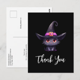 Schattigee zwarte kat met het Pet van een heks Briefkaart