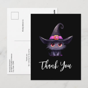 Schattigee zwarte kat met het Pet van een heks Briefkaart