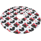 SCHATTIGEE ZWARTE KAT MET KERSTRODE STRIK KERSTBOOM ROK (Gekanteld)