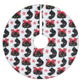 SCHATTIGEE ZWARTE KAT MET KERSTRODE STRIK KERSTBOOM ROK (Voorkant)