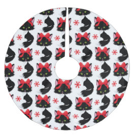 SCHATTIGEE ZWARTE KAT MET KERSTRODE STRIK KERSTBOOM ROK