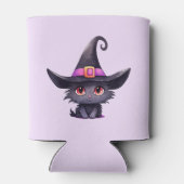 Schattigee zwarte kat met Pet van een heks Blikjeskoeler (Achterkant)