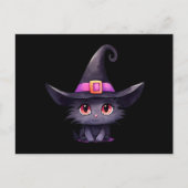 Schattigee zwarte kat met Pet van een heks Briefkaart (Voorkant)