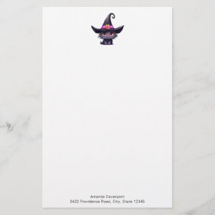 Schattigee zwarte kat met Pet van een heks Briefpapier