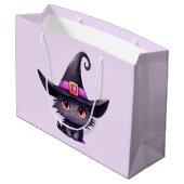 Schattigee zwarte kat met Pet van een heks Groot Cadeauzakje (Achterkant Gekanteld)