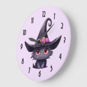 Schattigee zwarte kat met Pet van een heks Grote Klok (Hoek)