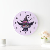 Schattigee zwarte kat met Pet van een heks Grote Klok (Huis)