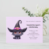 Schattigee zwarte kat met Pet van een heks Kaart (Staand voorkant)