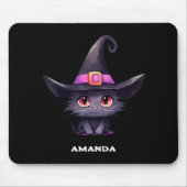 Schattigee zwarte kat met Pet van een heks Muismat (Voorkant)