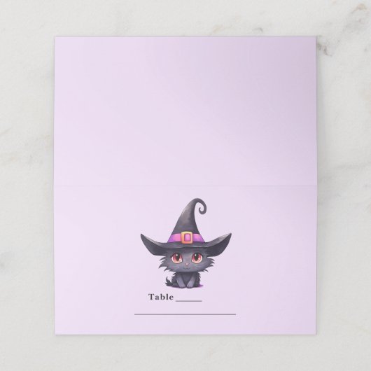 Schattigee zwarte kat met Pet van een heks Plaatskaartje (Buitenkant ongevouwen)