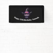 Schattigee zwarte kat met Pet van een heks Spandoek (Insitu)