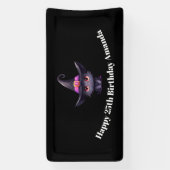 Schattigee zwarte kat met Pet van een heks Spandoek (Verticaal)